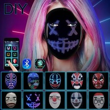 Halloween Led Maske mit APP,115 Muster Leuchtende Vollgesichts Maske LED Mask DE