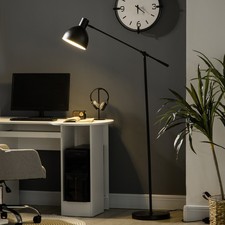 HOMCOM Stehleuchte mit verstellbarem Schwenkarm 40 W Standlampe Schwarz