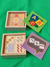 Lernbox 2 Stk Zahlen & Buchstaben Holz Vorschule Kinder Lernspiele Kindergarten