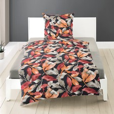 Bettwäsche Bettgarnitur Nicki flauschig warm 4tlg 135x200 Bierbaum Blätter bunt