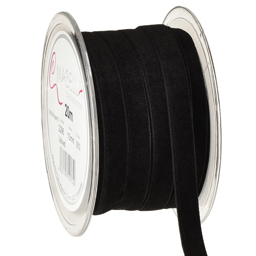 Dekoband samt schwarz 10mm - schwarz,