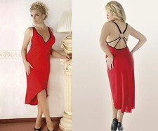 ANDALEA KLEID LANG ROT SCHWARZ