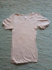 Angora S M Unterhemd T-shirt Wolle Damen Vintage Warm Wintersport Weiß Creme 