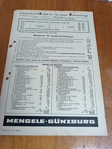 Prospekt mengele preisliste - prospekt,