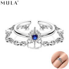 MULA 925 Sterling Silber Bogen Multi-Layer Breiter Ring Blau CZ Frauen Schmuck