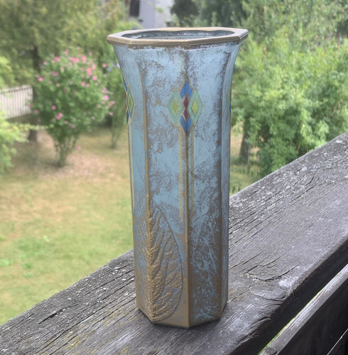 Keramikvase blau gold mit - keramikvase, blau/gold
