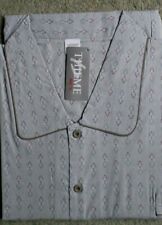 Leichtes Herren Nachthemd gewebt Langarm Brusttasche Baumwolle Grau Gr.50 NEU /Z