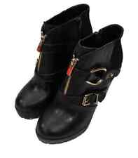 DAMEN STIEFEL STIEFELETTEN HIGH HEELS SCHWARZ Gr 40