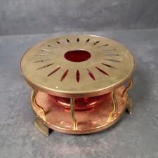 Schönes altes Messing Kupfer Stövchen Teestövchen Warmer calentador de latón