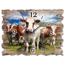 BM Holz Wanduhr leise lautlos Funkwanduhr gross XXL Shabby Vintage 9871-H1-funk