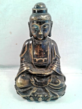 Bronze Buddha, H 21 x B 13 x T 9 cm ca.,Mitte 20,Jh.ca.,hohl gegossen a. schwer