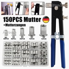150x Einnietmuttern M3-M8 Gewindenieten mit Nietenzange Nietmutternzange Set DE