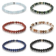 Edelstein Armband - 6mm Kugel-Armband Naturstein - Perlenarmband - viele Farben