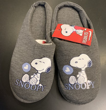 NEU PEANUTS SNOOPY DAMEN HAUSSCHUHE PANTOFFELN WEICH 39/40 SCHLAPPEN GRAU