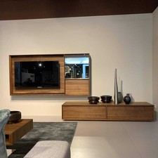 Team 7 Lowboard Lux Nussbaum Geölt Glas mit Hängeschrank