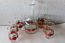 70er Saftkrug+6 Gläser Dekor