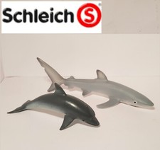 2 x Schleich vintage Meerestiere Blau Hai u. Delphin Seetiere Schleichtier, F8