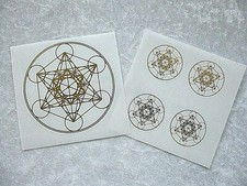 Aufkleber Metatron Würfel gold Erzengel Heilige Geometrie 1x7,5cm 4x3cm 
