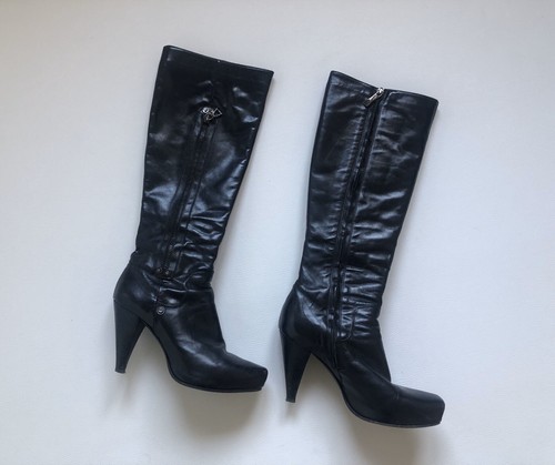 Schwarze lederstiefel - schwarze, r