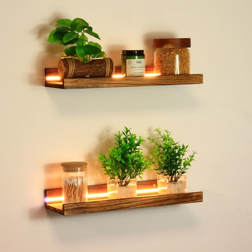 Wandregal holzfarbe led - wandregal,