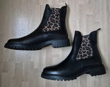 Gabor, schwarze Stiefelette mit Leo Einsatz seitlich, Gr. 41, neu -ungetragen
