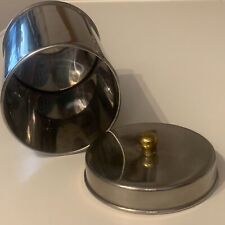 Metalldose mit Deckel Edelstahl Messingplakette und – Knauf