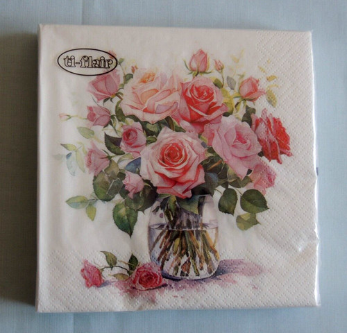 Servietten rosen vase 1 - servietten,