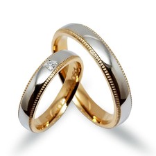 Trauringe-Eheringe, Weiß- und Gelbgold 585, mit Diamanten (PR08)