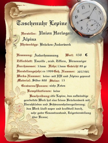 Alte antike taschenuhr - antike, "