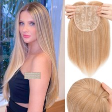 Damen Wie Echthaar Toupet Toupee Topper Clip In Hair Haarteil Wig mit Pony 35cm