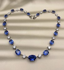 Collier Blau Weiß Steine 925