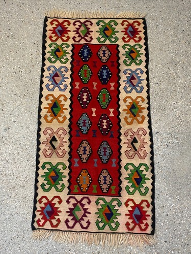 Mid century handgewebt kelim - *,