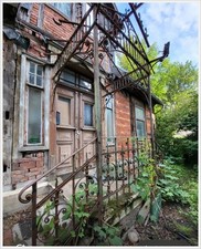 Denkmalwürdiges Vordach Haustür Überdachung Treppengeländer Schmiedeeisen 1880