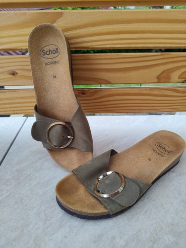 Scholl pantoletten khaki - scholl,