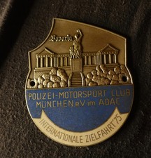 Auto Plakette Internationale Zielfahrt PMC München 1975 e.V. im ADAC Polizei alt