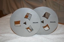 Verkaufe 2  Philips-Leerspulen 18 cm in Alu-Optik! Spulen aus grauem Kunststoff!