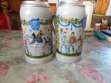 2x 1 L Krug Augustiner Bierkrug Oktoberfest  München Zinndeckel Jahr 2000+2001