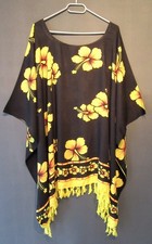 Tunika Bluse Shirt SCHWARZ GELB BLUMEN 2XL 3XL 4XL 52 54 56 58 60 -G118-3