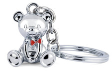 Schlüsselanhänger Teddybär mit roter Schleife, Metall, glänzend von TROIKA