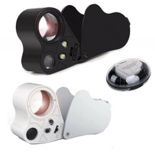 60 Fach Lupe Taschenlupe Mikroskop Vergrösserung Juwelier Uhrmacher Glas mit LED