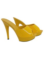 shuzumiao Pantoletten Pumps Gr. 39 Gelb Lack Optik High Heels Plateau