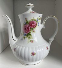 Original Mitterteich Porzellan Kaffee Kanne Rosen Dekor Bavaria Vintage TOP RAR