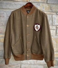 RRL Ralph Lauren Wool Varsity Brown Jacket Indian Arrowhead Men's Large L