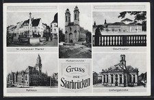AK Saarbrücken, St. Johanner Markt, Gautheater, Ludwigskirche, Rathaus 