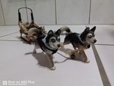 Huskyschlitten mit 2 Huskys ( Schleich) Handarbeit