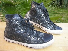 Original CONVERSE, Chucks Sneaker HI, Gr. 37,5, Schwarz/ Silber, Pailletten !!!