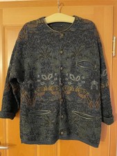 Strickjacke 100%Schurwolle GR.46/48 grün/braun