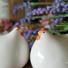 2 x Huhn Hühner Figur Weiß