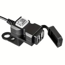 12V Motorrad Lenker Dual USB Buchse Steckdose Ladegerät mit Schalter wasserdicht