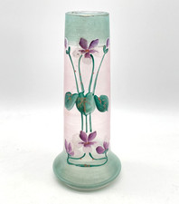 Antike Glasvase mit Emaille Bemalung Jugendstil Art Nouveau Glas Vase 20CM
